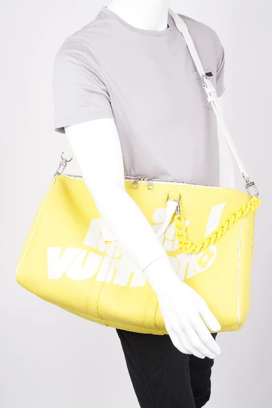 Ladies Louis Vuitton Capucines bags with gold - toned hardwareLouis Vuitton Keepall Bandouliere 50 Yellow / White Leather