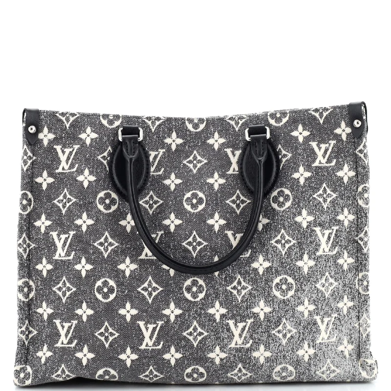 Ladies Louis Vuitton Capucines bags with a detachable shoulder strapOnTheGo Tote Monogram Jacquard Denim MM