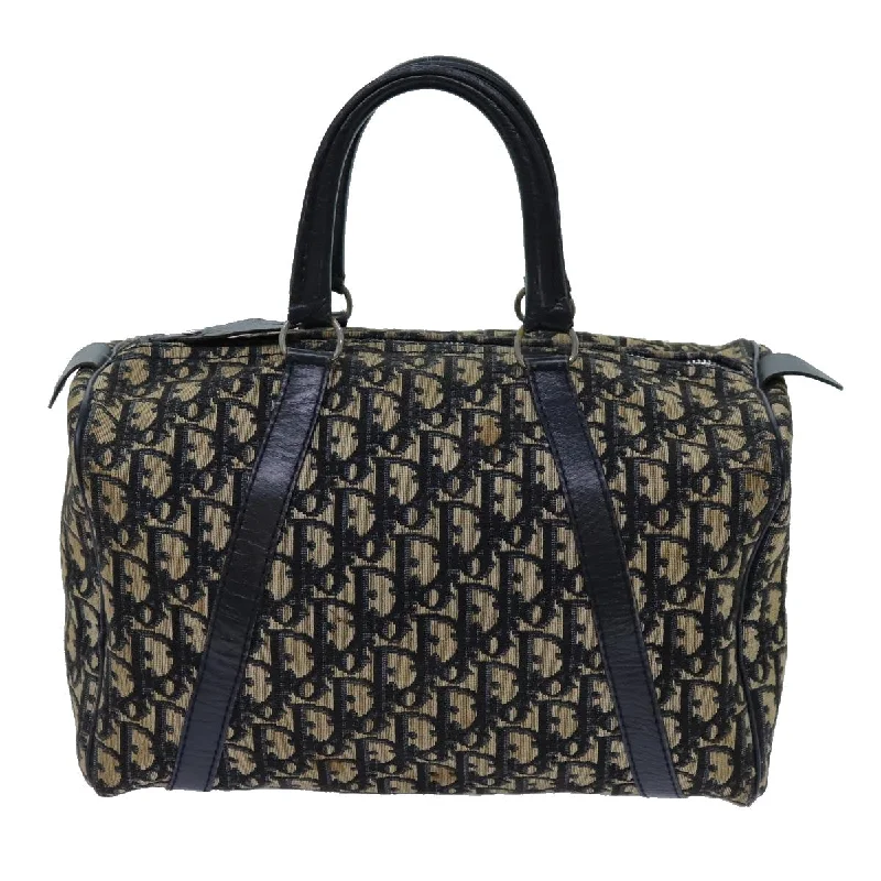 Christian Dior tote bags with a printed Dior logo on the frontCHRISTIAN DIOR Trotter Canvas Boston Bag Navy Auth 71778