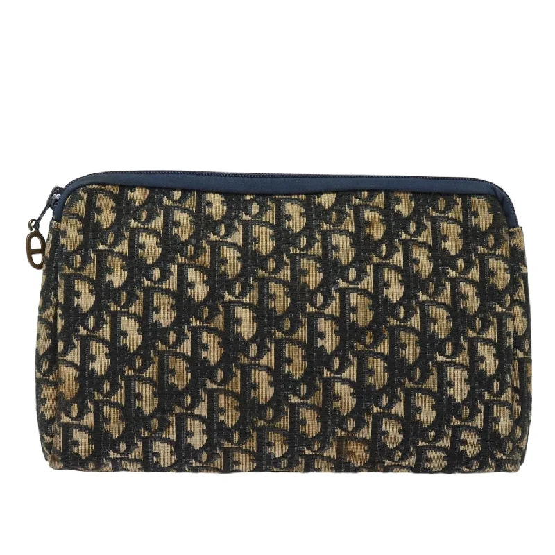 Christian Dior Saddle bags with a studded trim for a bold lookCHRISTIAN DIOR Trotter Canvas Clutch Bag Navy Auth ep4644