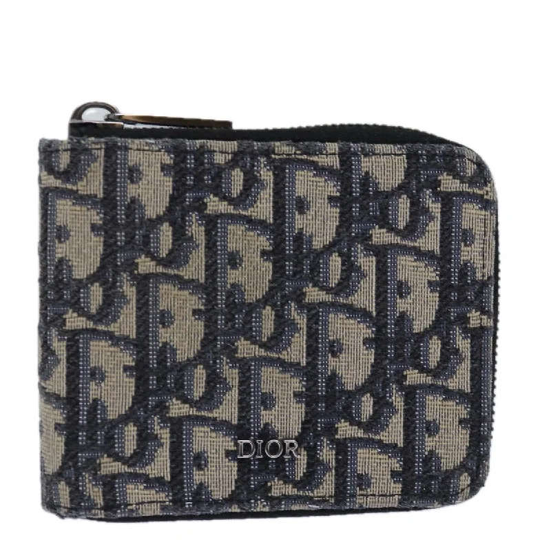 Stylish Christian Dior shoulder bags with a tassel - adorned zipperCHRISTIAN DIOR Trotter Canvas Zip Wallet Navy Silver Auth 85809