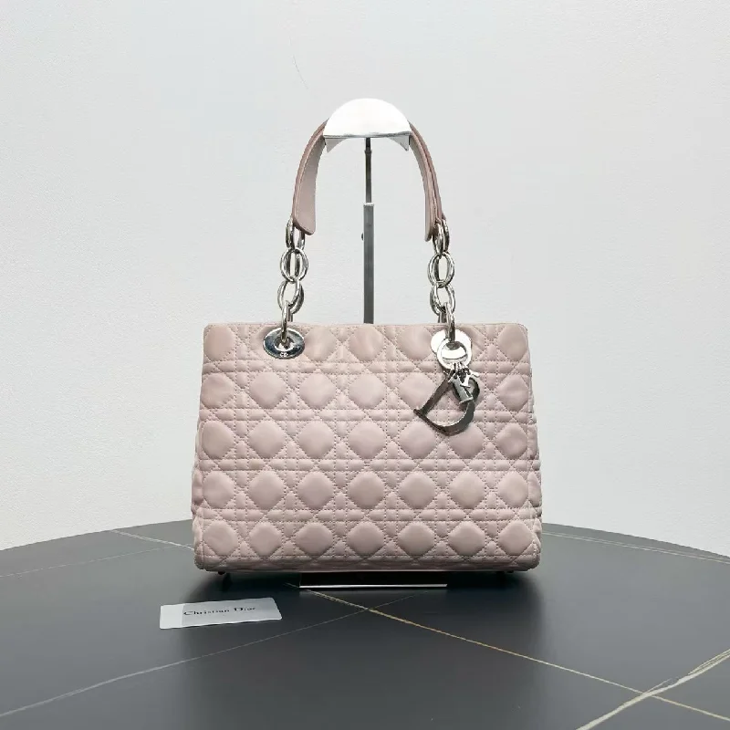 Christian Dior tote bags with a printed Dior logo on the frontDior Beige Chain Shoulder Bag Quilted Medium