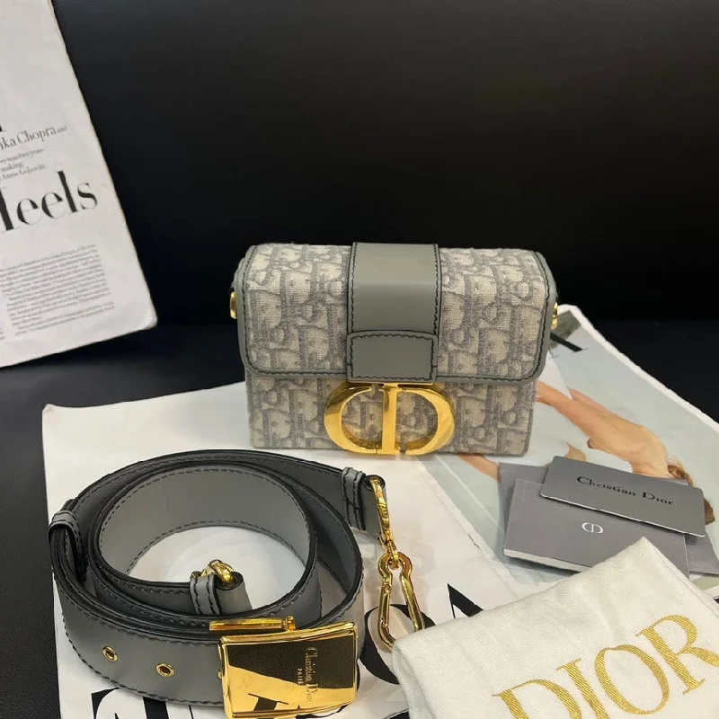 Christian Dior tote bags with a double - handle and shoulder - strap optionDior Grey Oblique Box Bag 17.5cm