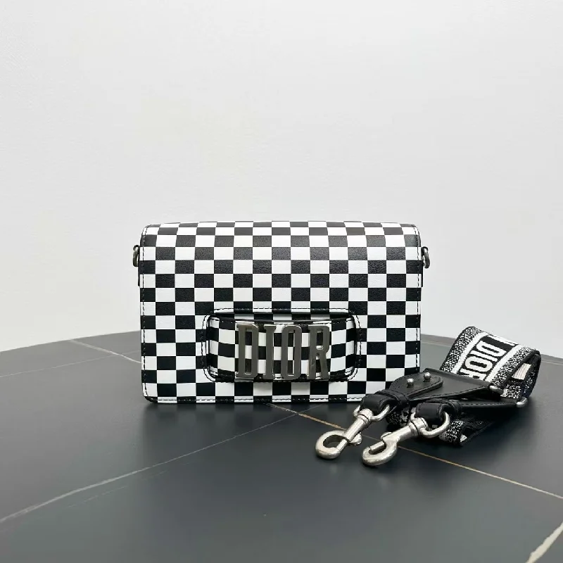 Trendsetting Christian Dior crossbody bags with a colorful strapDior Jadior 25 Black White Checkered Shoulder Bag