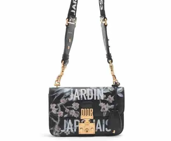 High - fashion Christian Dior bags with a geometric patternDior Jardin Black Floral Crossbody Bag Medium