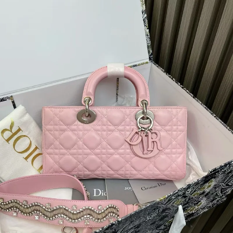 Christian Dior bags with a zip - top closure and multiple compartmentsDior Lady Bag25 Pink Leather Quilted Handbag