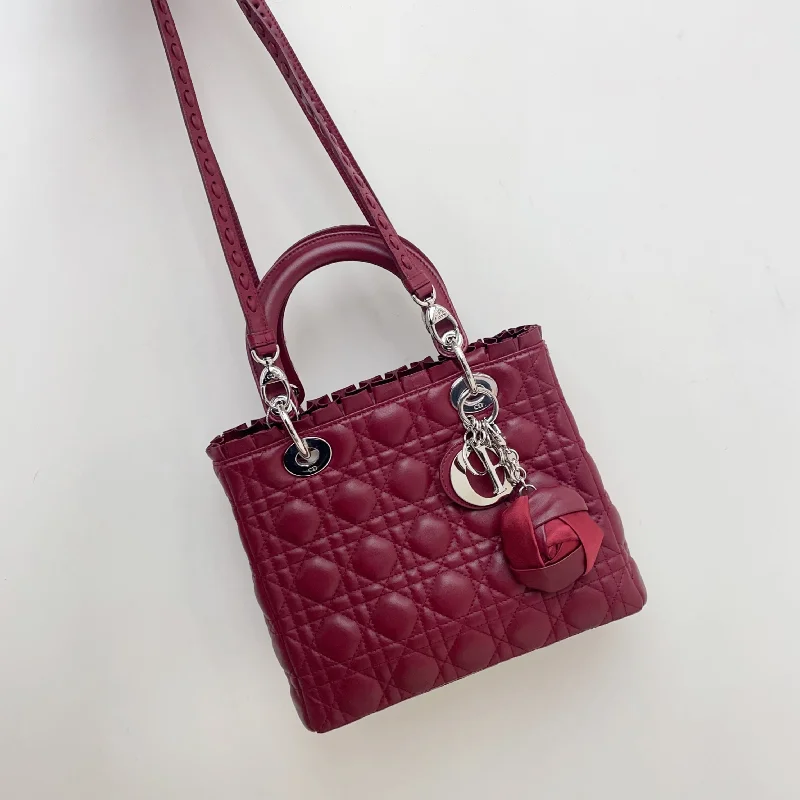 Fashion - forward Christian Dior tote bags for the modern womanDior Lady Dior Medium Calfskin Bag Burgundy Quilted