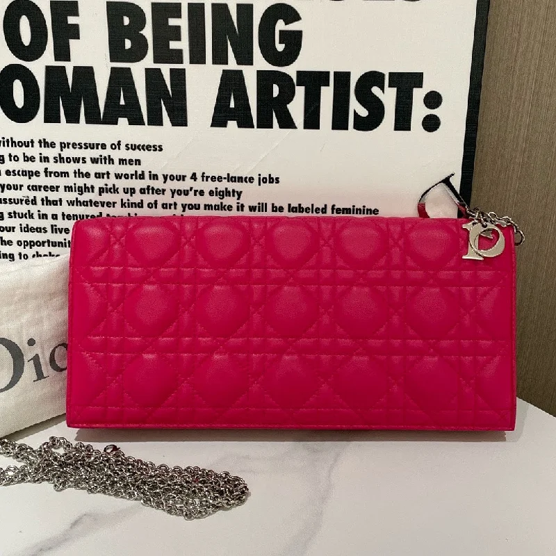 Christian Dior bags with a zip - top closure and multiple compartmentsDior Lady Dior Pink Leather Wallet on Chain 2013 Medium