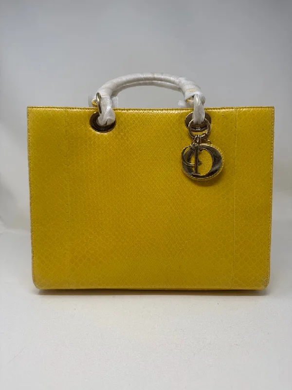 Christian Dior bags with a detachable coin purse insideDior Python Leather Yellow 2way Bag