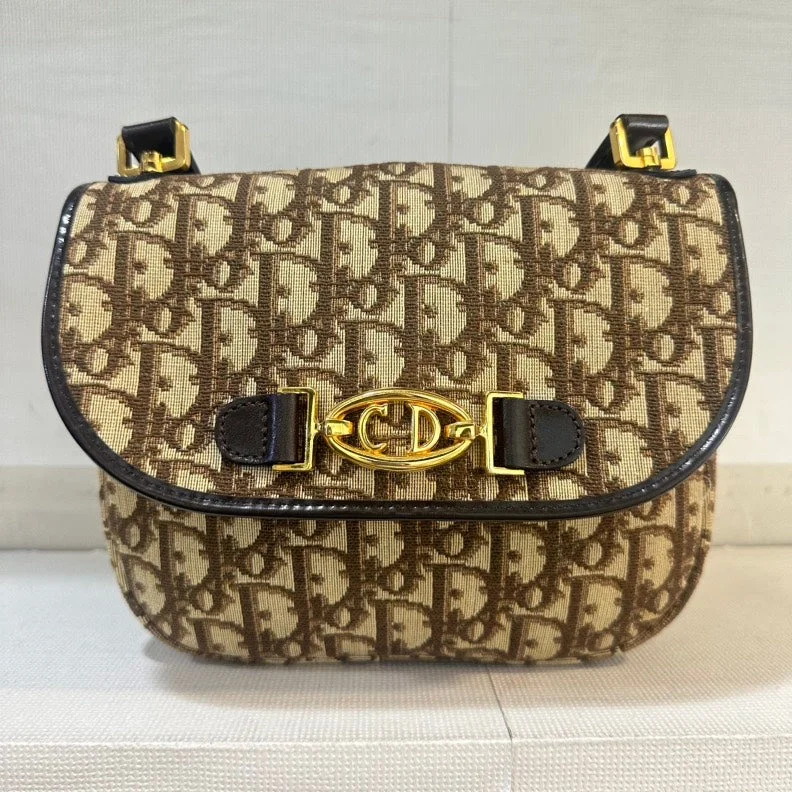 Christian Dior bags with a zip - top closure and multiple compartmentsDior Vintage Monogram Beige Brown Canvas Shoulder Bag Medium