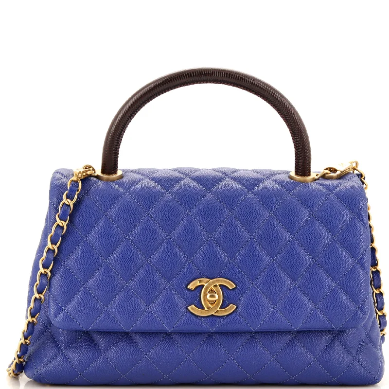 Christian Dior bags with a quilted pattern and gold - toned hardwareCoco Top Handle Bag Quilted Caviar with Lizard Small