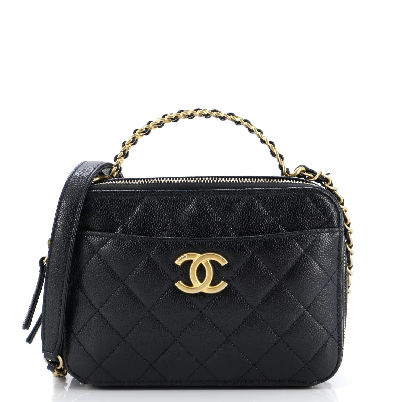 Christian Dior bags with a side - pocket for holding a water bottlePick Me Up Logo Handle Vanity Case Quilted Caviar Small