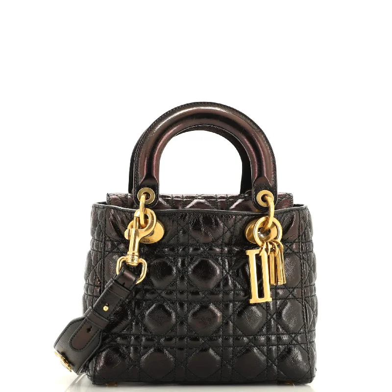 Christian Dior backpacks with a sleek, minimalist silhouetteMy Lady Dior Bag Cannage Quilted Crinkled Patent