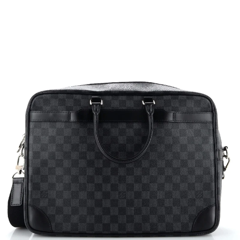 Christian Dior bags with a side - pocket for holding a water bottlePorte-Documents Voyage Briefcase Damier Graphite GM